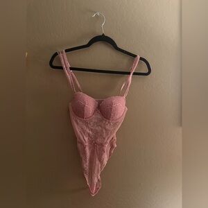 Victoria's Secret Dusk Mauve Pink Lace Bodysuit Sz S NWT